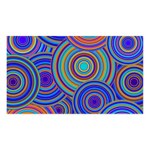 Retro Blue and Orange Circles Pattern Business Card Template (back side)