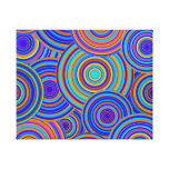 Retro Blue and Orange Circles Pattern Stretched Canvas Prints
