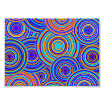 Retro Blue and Orange Circles Pattern Photo Print
