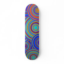 Retro Blue and Orange Circles Pattern Skateboard