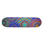 Retro Blue and Orange Circles Pattern Skateboard