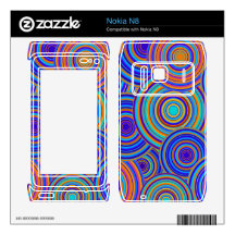 Retro Blue and Orange Circles Pattern Decals For Nokia N8