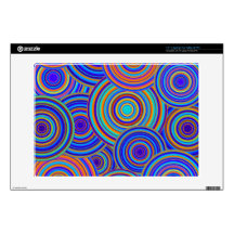 Retro Blue and Orange Circles Pattern Decal For Laptop