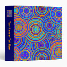 Retro Blue and Orange Circles Pattern Vinyl Binder