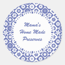 Retro Blue and White Canning Jar Labels Stickers