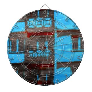 Retro Blue Apartment Structure Digital Art Dart Board