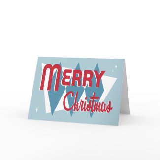 Retro Blue Christmas Card card