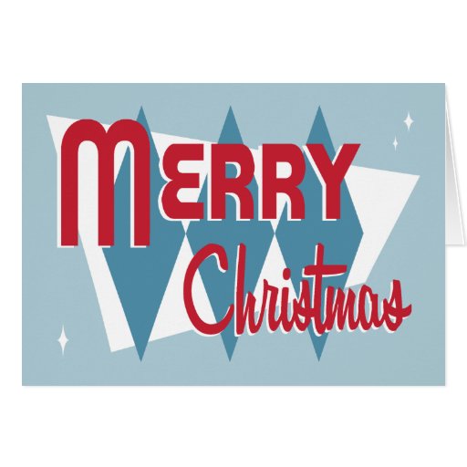 Retro Blue Christmas Card