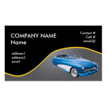 Retro blue convertible business card templates