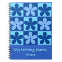 Retro Blue Flowers Personalised Writing Journal notebooks