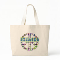 Retro Blue Imagine Peace Sign Bag