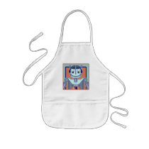 Retro Blue Robot Kids Apron