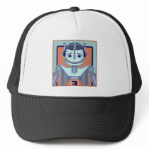Retro Blue Robot Kids Hat