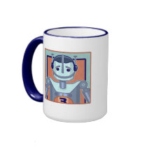 Retro Blue Robot Kids mugs