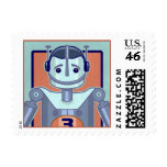 Retro Blue Robot Kids postage