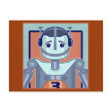 Retro Blue Robot Kids postcards by koncepts Retro Blue Robot Kids postcards