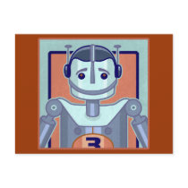 Retro Blue Robot Kids postcards