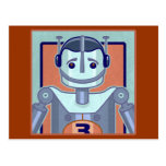 Retro Blue Robot Kids Postcard