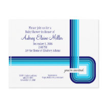 Retro Blue Stripe Invitation postcards