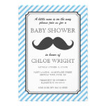 Retro blue stripes retro mustache bash baby shower personalized announcement
