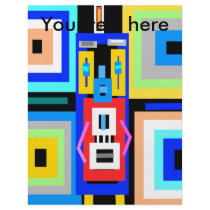 Retro blue yellow black gray green robot man personalized flyer