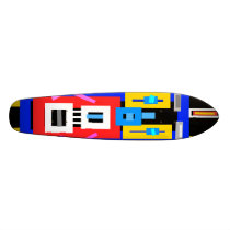 Retro blue yellow black gray green robot man skate board decks