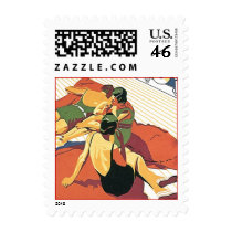 Retro Boardwalk Beach Vacation Postage Stamps