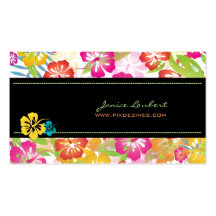 Retro bold tropical flowers business card