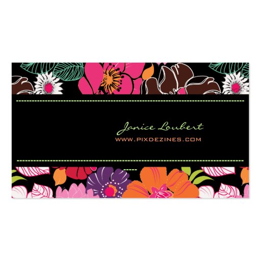 Retro bold tropical flowers/DIY background color Business Card Template (front side)