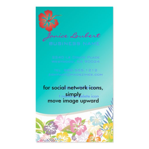 Retro bold tropical flowers/eggshell stock business card (back side)