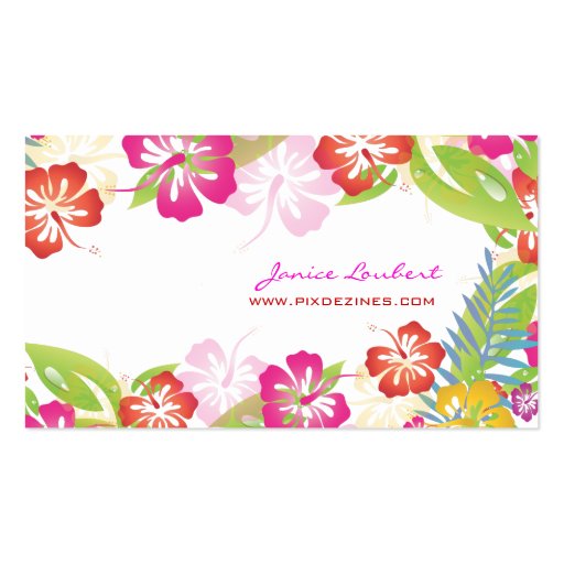 Retro bold tropical flowers/gold stock business card template