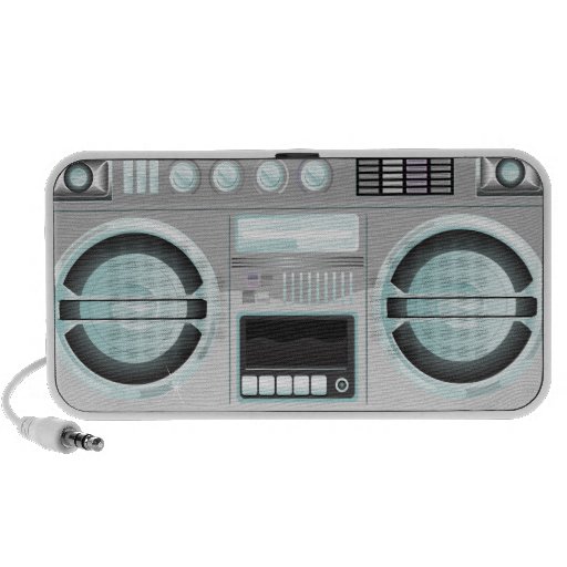 retro boom box ghetto blaster chrome bling laptop speakers