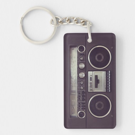 Retro Boombox Cassette Player Funny keychain Zazzle