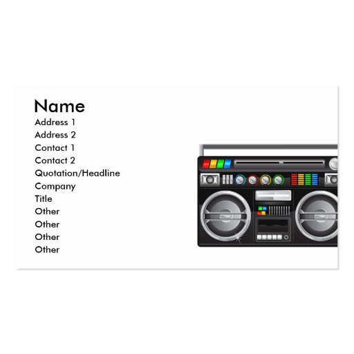 retro boombox ghetto blaster graphic business card template (front side)