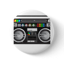 retro boombox ghetto blaster graphic pinback button