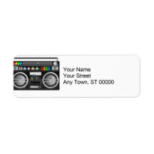 retro boombox ghetto blaster graphic custom return address labels