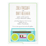 Retro Boombox Indie Mixtape Wedding (Lime/Sky) invitations