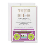 Retro Boombox Indie Mixtape Wedding (Purple/Lime) Personalized Invitation