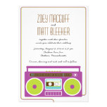 Retro Boombox Indie Mixtape Wedding (Purple/Lime) invitations