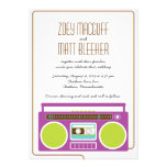Retro Boombox Indie Mixtape Wedding (Purple/Lime)  invitations