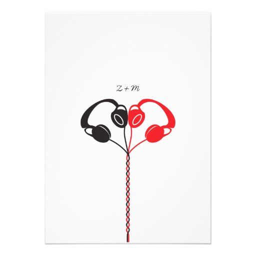Retro Boombox Indie Mixtape Wedding (Red / Black) Personalized Invite