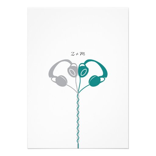 Retro Boombox Indie Mixtape Wedding (Teal / Silver Custom Announcements