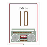 Retro Boombox Indie Wedding (Red / Black) Table Post Cards