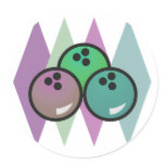 retro bowling balls design round stickers