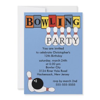 Retro Bowling Birthday Party Invitation invitation