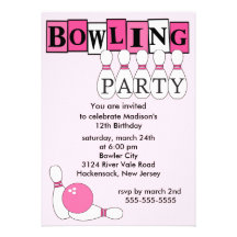 Retro Bowling Birthday Party Invitation