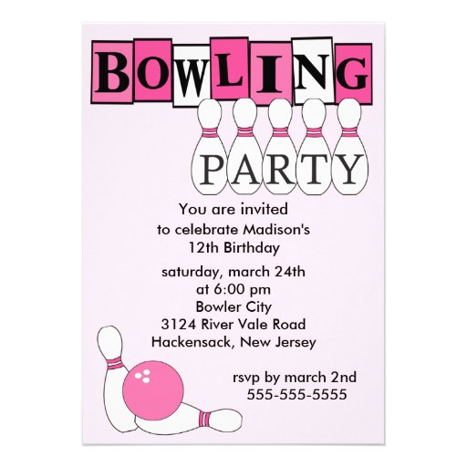 Retro Bowling Birthday Party Invitation