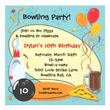 Retro Bowling Birthday Party Invitation Card