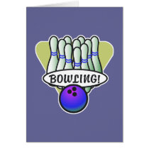 retro bowling design greeting cards