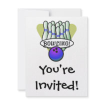 retro bowling design invitations